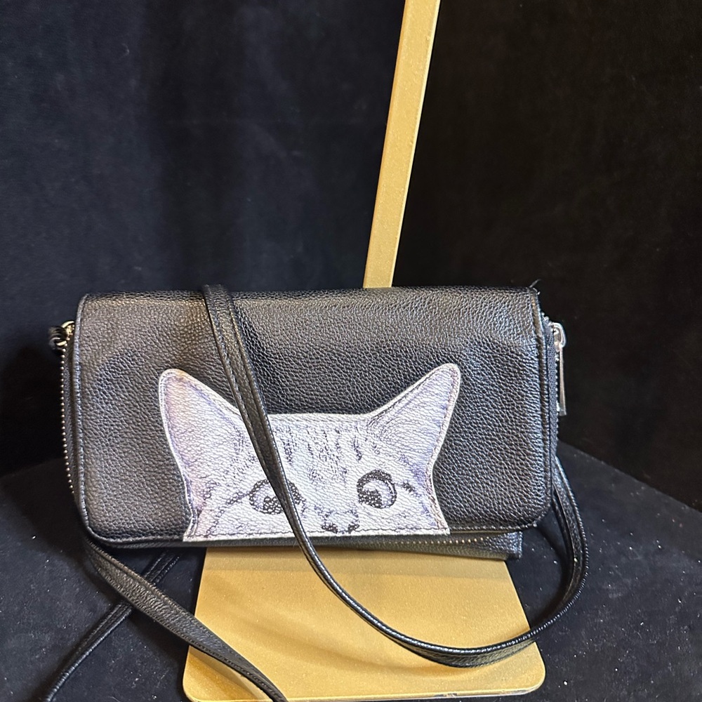 Black Cat Design Clutch Wristlet peek a boo kitty